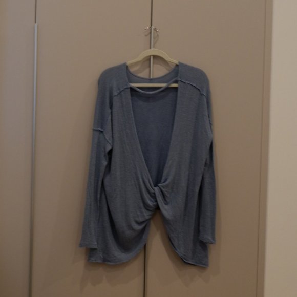 Free People Blue Open Back Over Sized Sweater - Picture 2 of 5